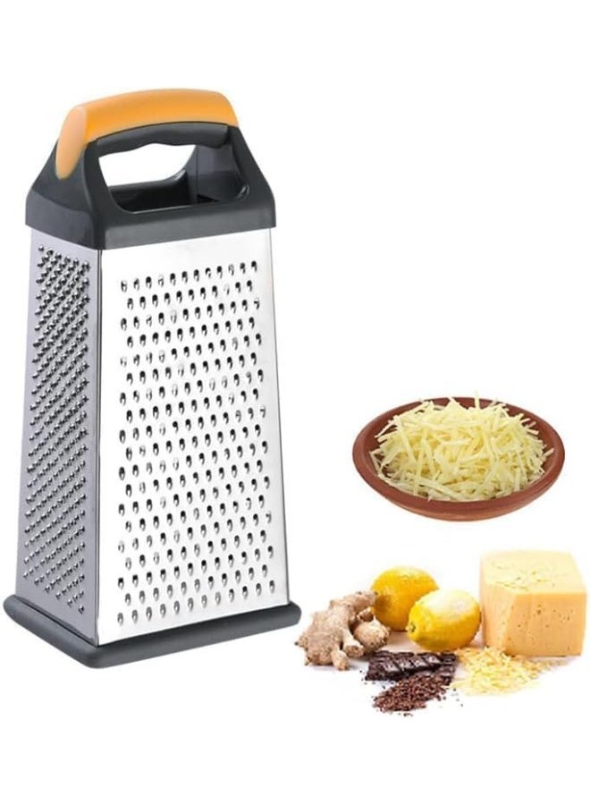 ChicAbode Box Grater for Cheese, 4 Sides Stainless Steel Cheese Box Grater with Comfortable Handle for Kitchen, Spice Graters for Ginger, Vegetables, Potatoes - Image 1